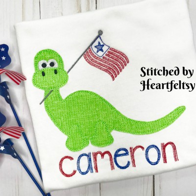 dino with flag applique